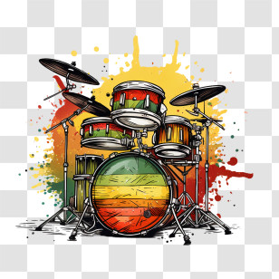 International Reggae Day - Colorful Drum Set Transparent PNG