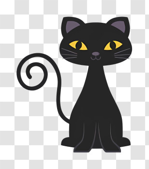 Black Cat - Cartoon Black Cat Illustration Transparent PNG
