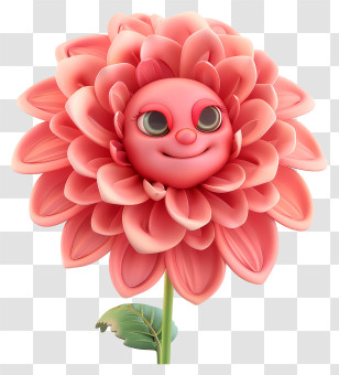 3d Cartoon Flowers - Smiling Flower Cartoon Character Transparent PNG