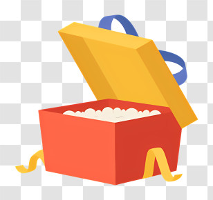 Confetti - Yellow And Red Gift Box With Ribbon Transparent PNG