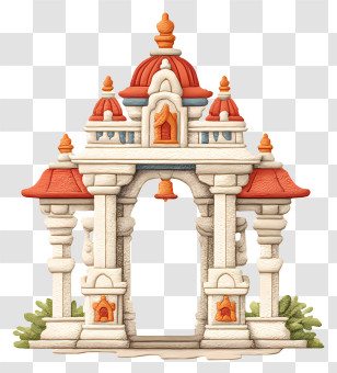 Hindu Temple Arch - Beautiful Ornate Temple Gate Transparent PNG