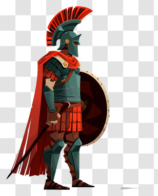 Ancient Rome Soldier - Spartan Warrior In Red Cloak Illustration Transparent PNG