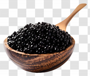 Caviar Day - Exquisite Black Caviar In Wooden Bowl Transparent PNG