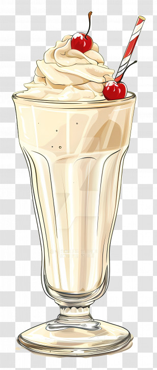 Milkshake - Ice Cream Sundae With Cherry Transparent PNG
