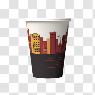 Paper Cup - Paper Cup With Building Illustration Transparent PNG
