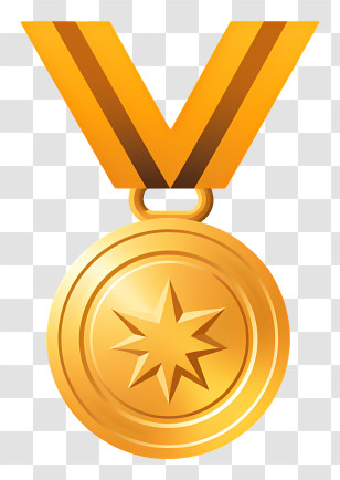 Gold Medal - Gold Medal With Ribbon Illustration For Achievement Transparent PNG