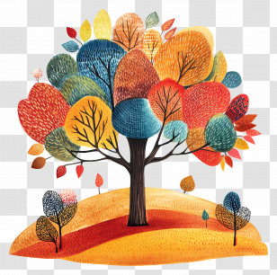 Tree Landscape - Colorful Abstract Tree Illustration Transparent PNG