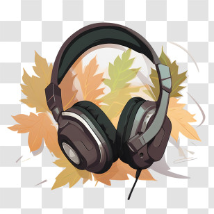 Gaming Headset - Headphones With Autumn Leaves Transparent PNG