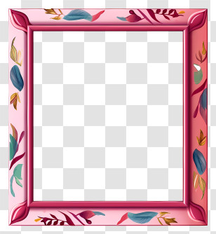 Pink Frame - Pink And Floral Picture Frame Transparent PNG