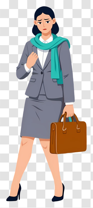 Stressed Businesswoman Holding Briefcase - Businesswoman Walking With Briefcase Transparent PNG