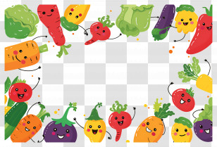 Food Background - Smiling Vegetable Cartoon Border For Fun Themes Transparent PNG