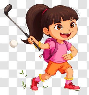Latina Girl - Girl Playing Golf Cartoon Transparent PNG