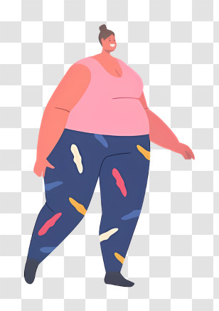 Fat Body - Person In Pink Top And Patterned Pants Transparent PNG