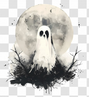 Scary Ghost - Spooky Ghost Under The Moon Transparent PNG