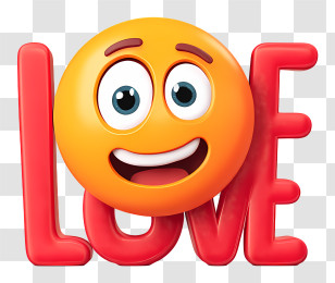3d Love Emoji - Happy Emoji With Love Text Transparent PNG