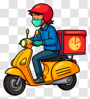 Food Delivery Service - Pizza Delivery Scooter With Rider Transparent PNG