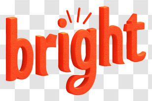 Bright Logo - Bright Orange 3D Text Transparent PNG