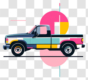 Pickup Truck - Colorful Abstract Pickup Truck Design Transparent PNG