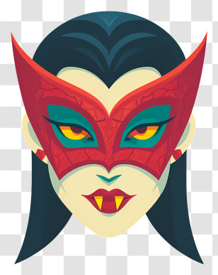 Vampire Woman - Red Vampire Mask Illustration Transparent PNG