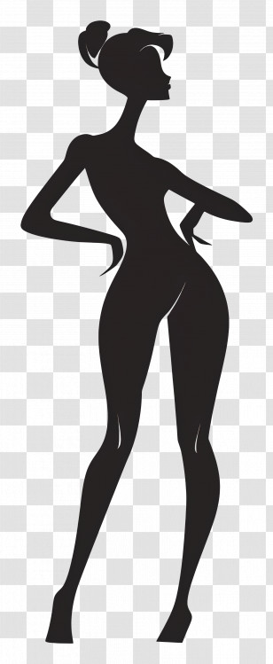 Standing Woman Silhouette - Elegant Woman Silhouette Illustration Transparent PNG
