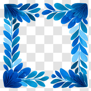 Blue Rectangle Frame - Blue Leaf Frame For Decoration Transparent PNG