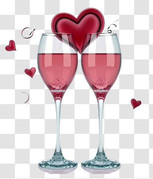 Valentine Wine Glasses - Romantic Wine Glasses With Heart For Celebration Transparent PNG