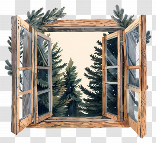 Open Windows - Open Wooden Window With Forest View Transparent PNG