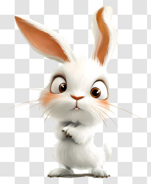 Quirky Bunny - Cartoon Rabbit With Big Ears Transparent PNG