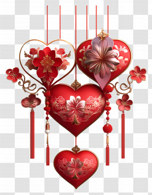 Chinese Valentines Day - Decorative Hearts Illustration Transparent PNG