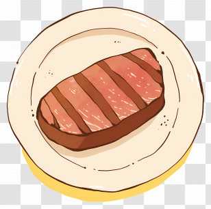 Steak - Grilled Steak On Plate Illustration Transparent PNG