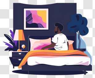 Bed Room - Person Sitting In Bed Transparent PNG