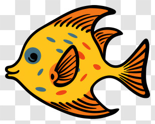 Yellow Fish - Yellow Fish Cartoon Illustration Transparent PNG