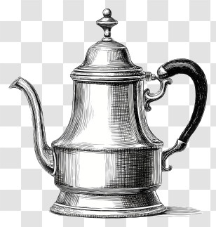 Silver Coffee Kettle - Vintage Metal Coffee Pot Transparent PNG
