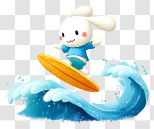Cinnamoroll Surfing - Surfing Bunny On A Wave Transparent PNG