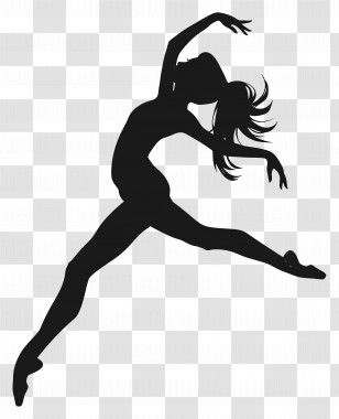 Dancer Silhouette - Graceful Silhouette Of Dancer In Leap Transparent PNG