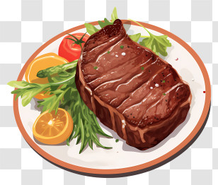 Steak - Grilled Steak With Vegetables On A Plate Transparent PNG