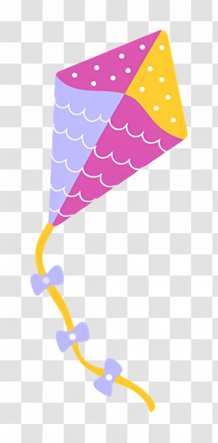 Kites In Sky - Colorful Kite With Patterned Tail Transparent PNG