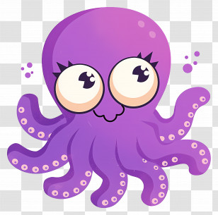 Kawaii Octopus - Purple Cartoon Octopus Transparent PNG