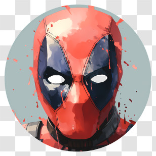 Watercolor Deadpool - Red Heroic Superhero Mask Illustration Transparent PNG