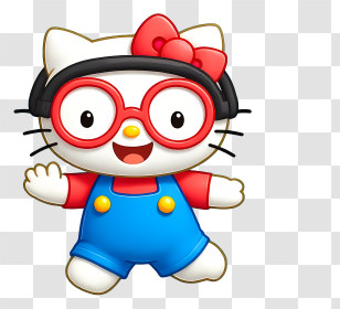 Hello Kitty Summer - Cute Bespectacled Cartoon Cat Transparent PNG