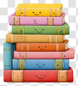 Kawaii Textbooks - Colorful Stack Of Books Transparent PNG