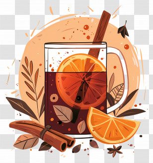 Christmas Mulled Wine - Glass Of Mulled Wine With Spices Transparent PNG