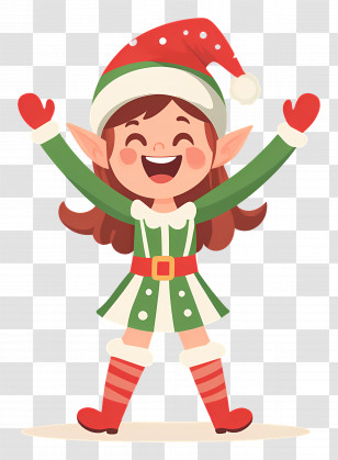 Christmas Elf - Cheerful Cartoon Christmas Elf In Festive Outfit Transparent PNG