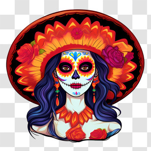 Day Of The Dead
 - Sugar Skull Lady - Day Of The Dead Art Transparent PNG