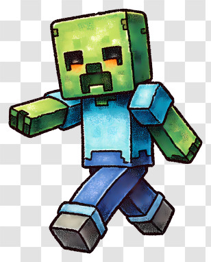 Minecraft Zombie - Green Blocky Character From Minecraft Transparent PNG