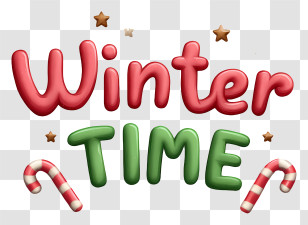 Winter Time Word - Winter Time 3D Lettering Transparent PNG