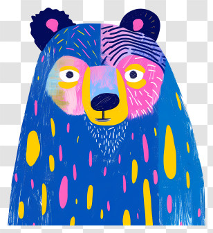 Blue Bear - Colorful Cartoon Bear Illustration Transparent PNG