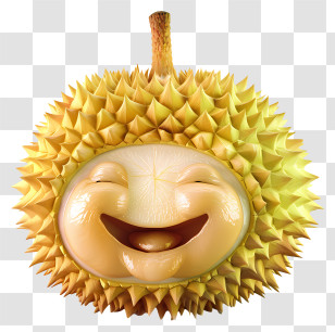 3d Cartoon Fruit - Smiling Durian Fruit Transparent PNG