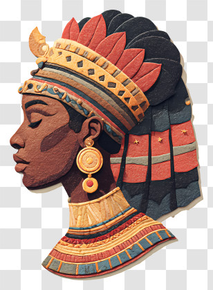 Ancient African Queen - Regal African Queen Portrait Transparent PNG