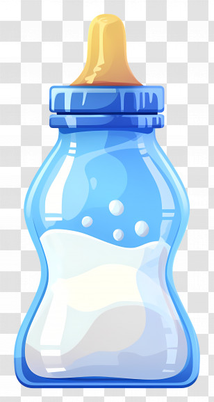 Plastic Baby Bottle - Blue Baby Bottle With Milk Transparent PNG